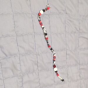 Elegant Beaded Bracelet - Red, Black, and White